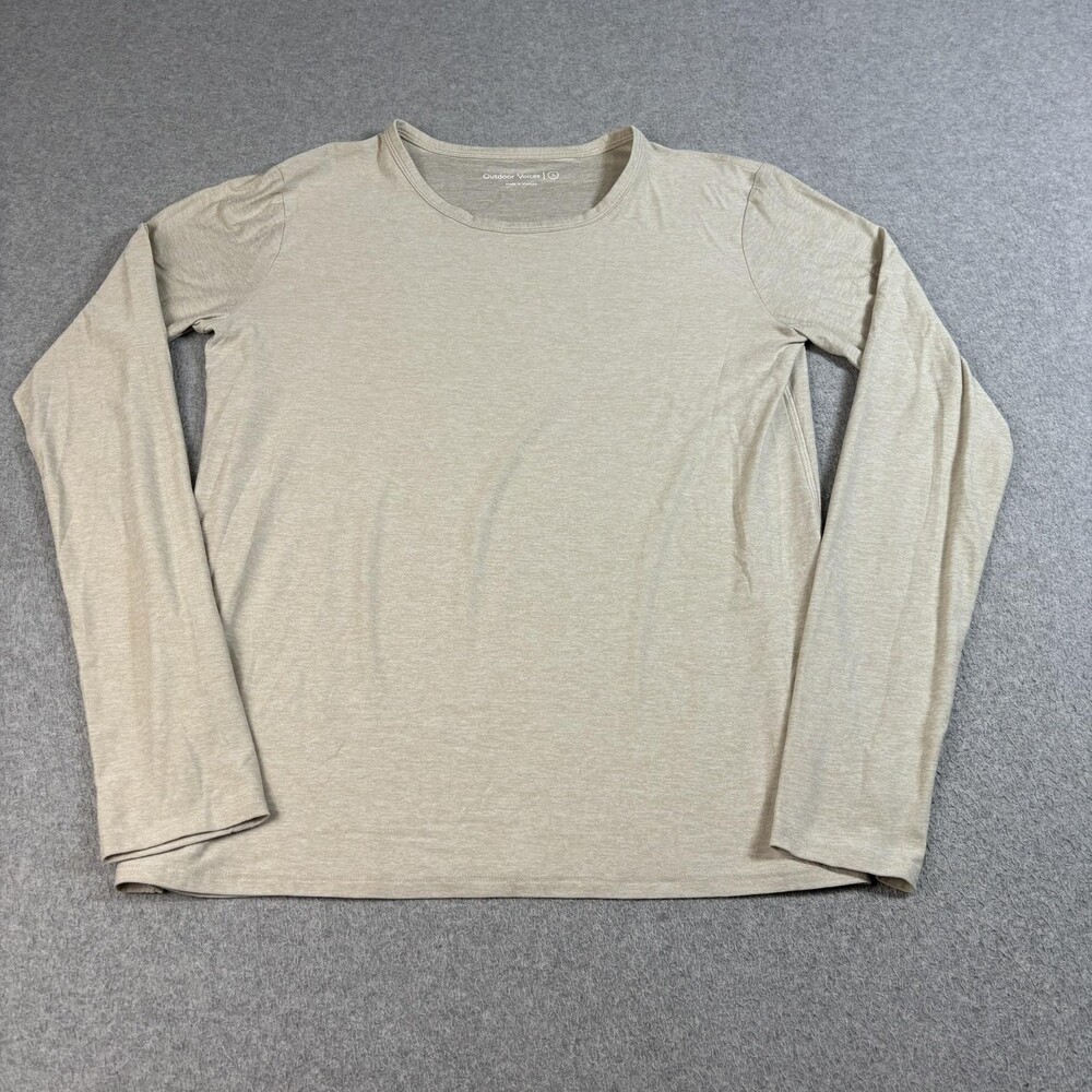 Outdoor Voices Shirt Women Small Tan Long Sleeve Performance Run Hike Base Layer